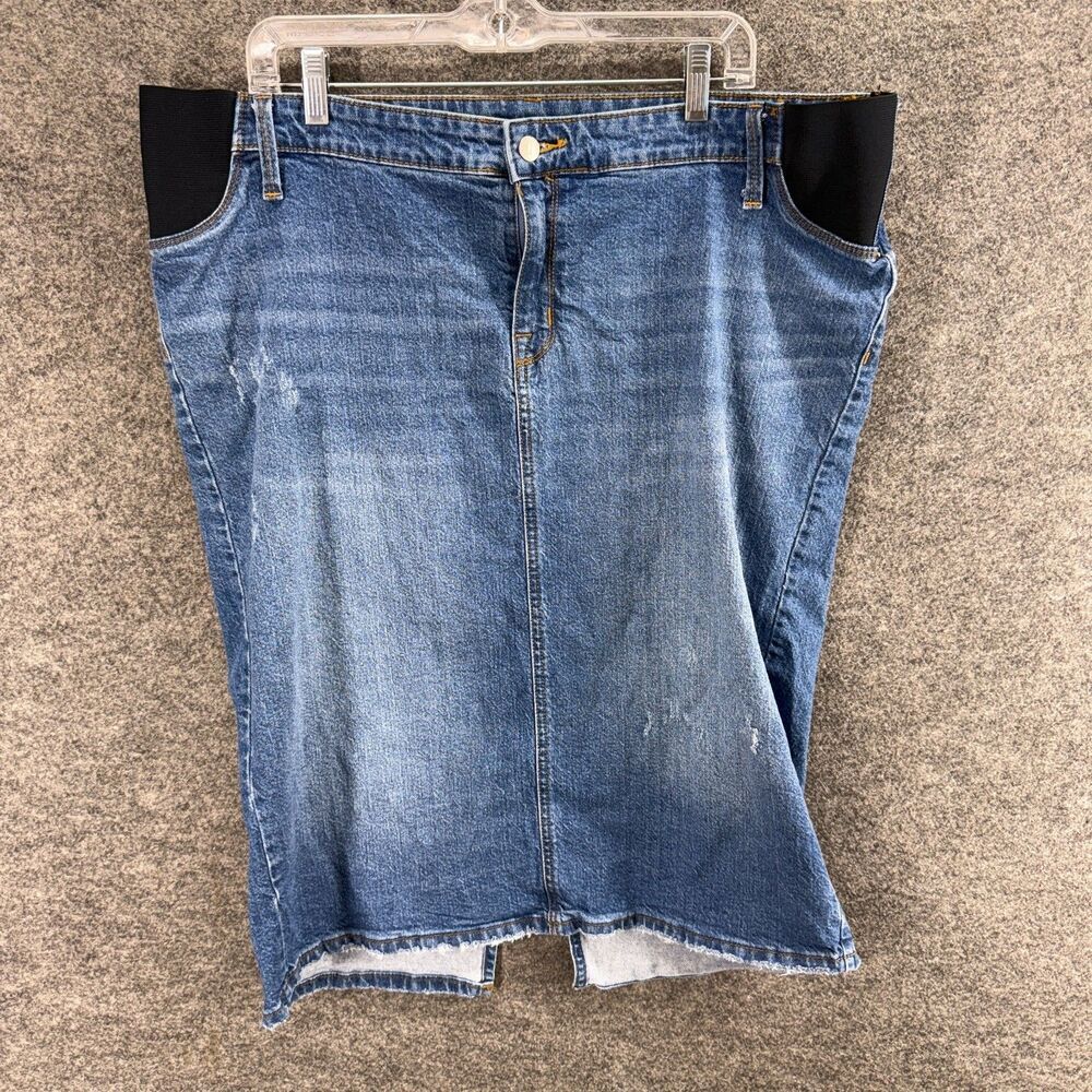 Ingrid & Isabel Maternity Skirt Women 16 Blue Denim Medium Wash A-Line Midi